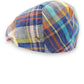 Sbarià multicolor tartan 100% linen flat cap with a single panel construction and rear stitching for a comfortable fit.