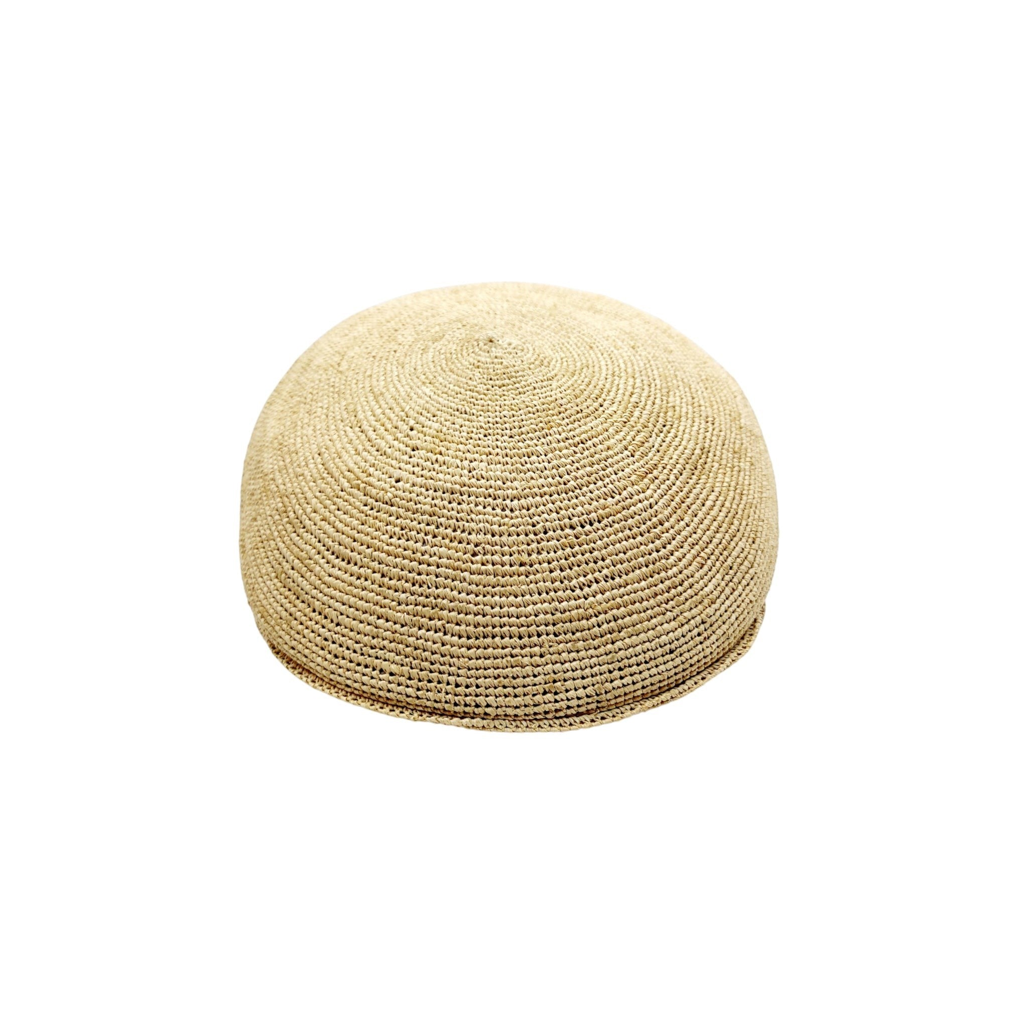 Sbarià natural raffia crochet coppola hat, hand-woven with a textured finish.