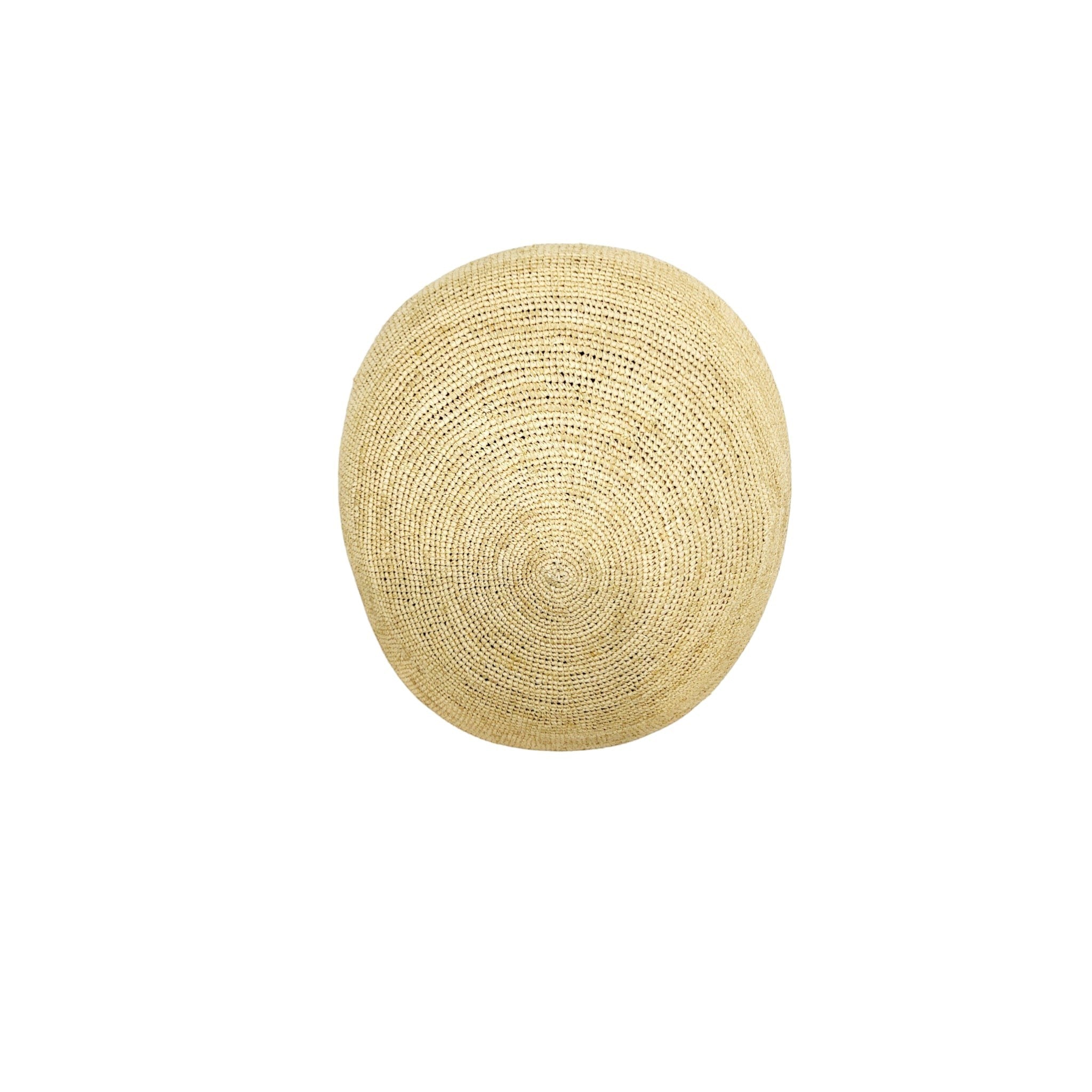 Sbarià natural raffia crochet coppola hat, hand-woven with a textured circular pattern.