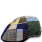 Sbarià Gatsby patchwork flat cap in multi-color pure linen with blue stitching detail.