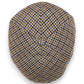 Sbarià brown and blue pied de poule 100% linen flat cap with cotton lining and UV protection.