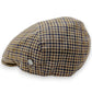 Sbarià brown and blue pied de poule 100% linen flat cap with cotton lining and UV protection.