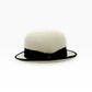 Sbarià natural paper straw bowler hat with black grosgrain band and brim trim. Classic summer hat.