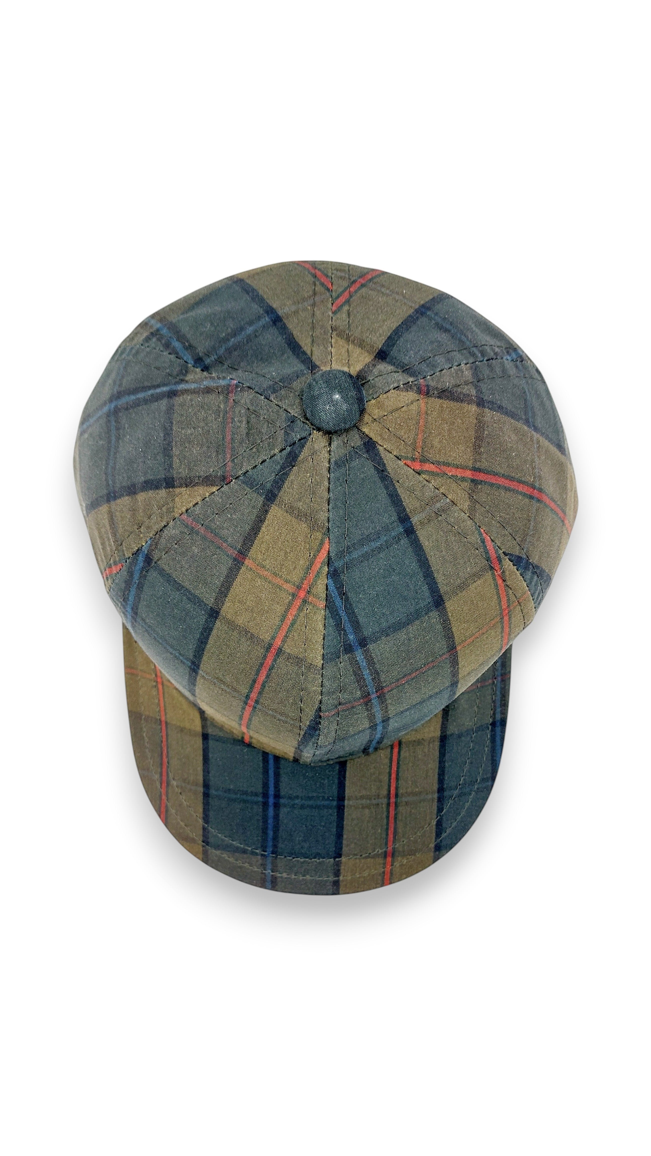 Sbarià British tartan baseball cap in water-repellent waxed cotton with adjustable strap.