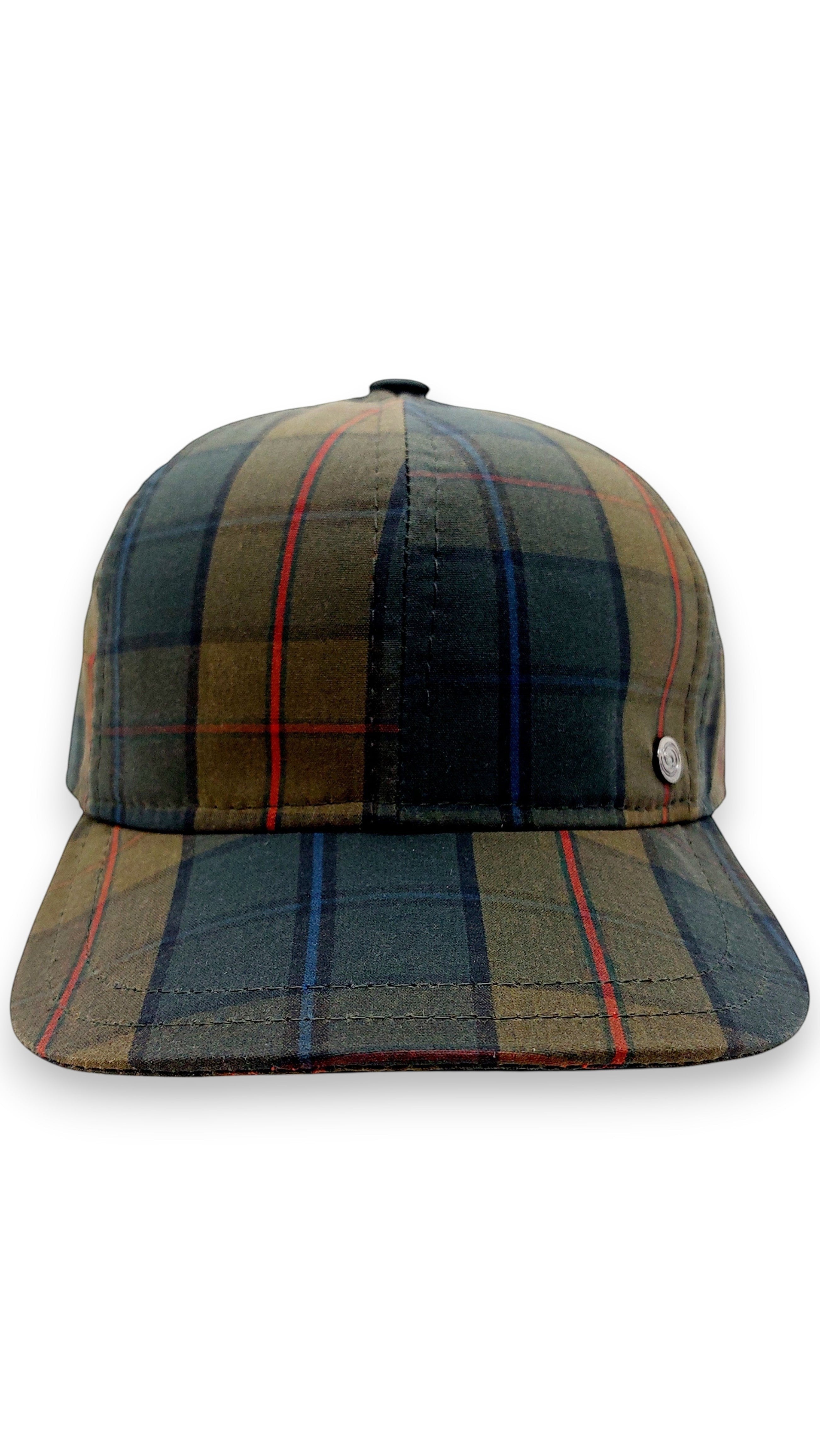 Sbarià British tartan baseball cap in waxed cotton. Water-repellent, UV protection, adjustable strap. Made in Italy.