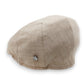 Sbarià beige 100% cotton flat cap with a subtle textured weave and a decorative metal button detail.