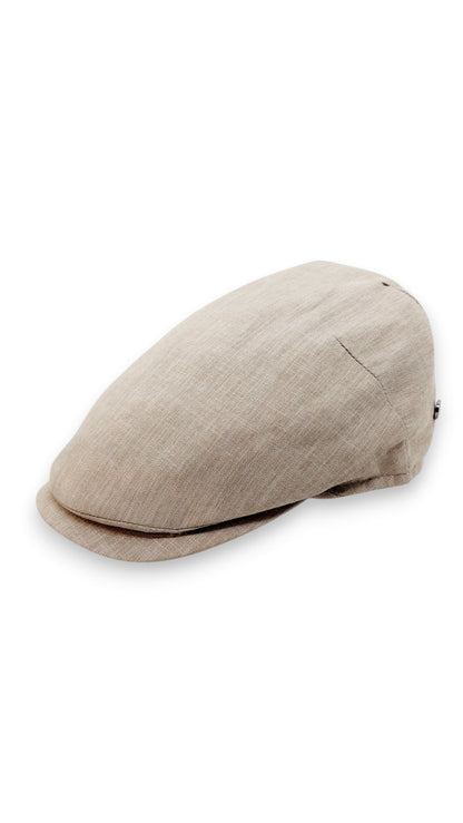 Sbarià beige 100% cotton flat cap with UV protection, ideal for sunny days.