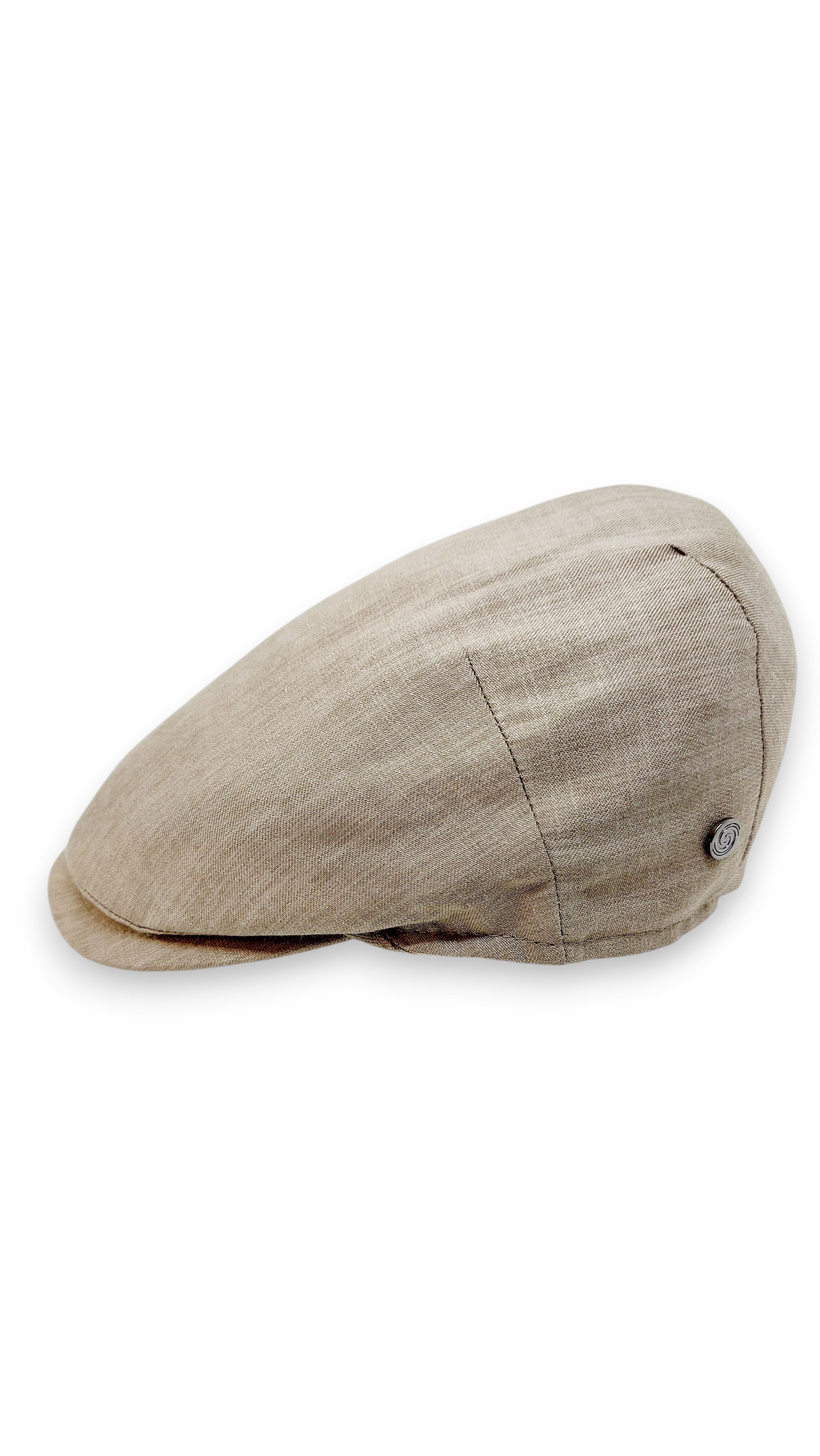 Sbarià beige 100% cotton flat cap with UV protection and artisanal Italian craftsmanship.