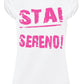 Comfortable Donna T-shirt from STREET STYLE with "Stai Sereno" slogan, 100% cotton eco-friendly fabric, urban casual style.