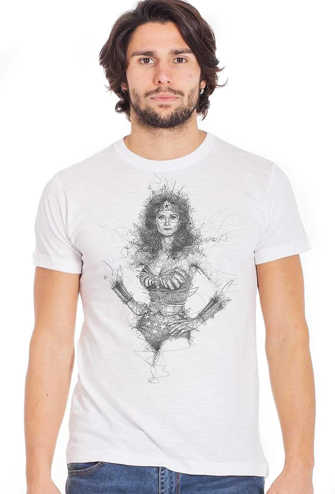 Men's STREET STYLE Super Girls organic cotton T-shirt with urban design, featuring a stylized graphic print.