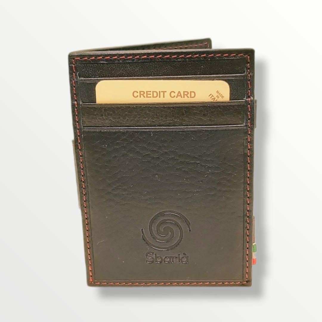 Portafoglio magico in vera pelle porta carte e banconote con protezione anti-Rfid - Sbarià 