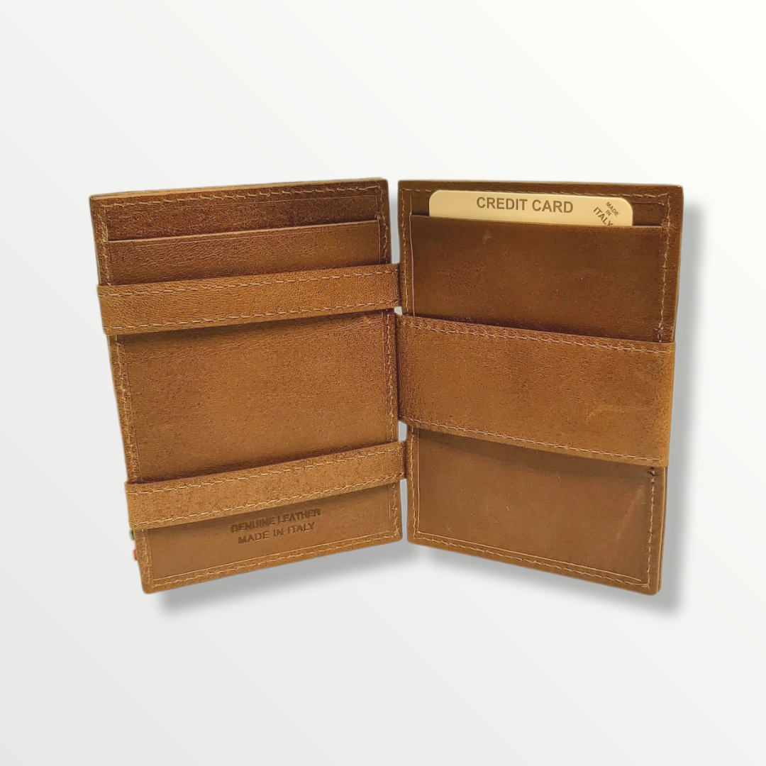 Portafoglio magico in vera pelle porta carte e banconote con protezione anti-Rfid - Sbarià 