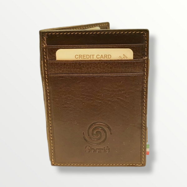 Portafoglio magico in vera pelle porta carte e banconote con protezione anti-Rfid