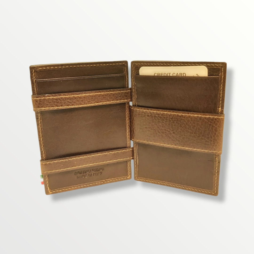 Portafoglio magico in vera pelle porta carte e banconote con protezione anti-Rfid - Sbarià 