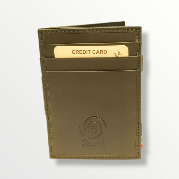 Portafoglio magico in vera pelle porta carte e banconote con protezione anti-Rfid