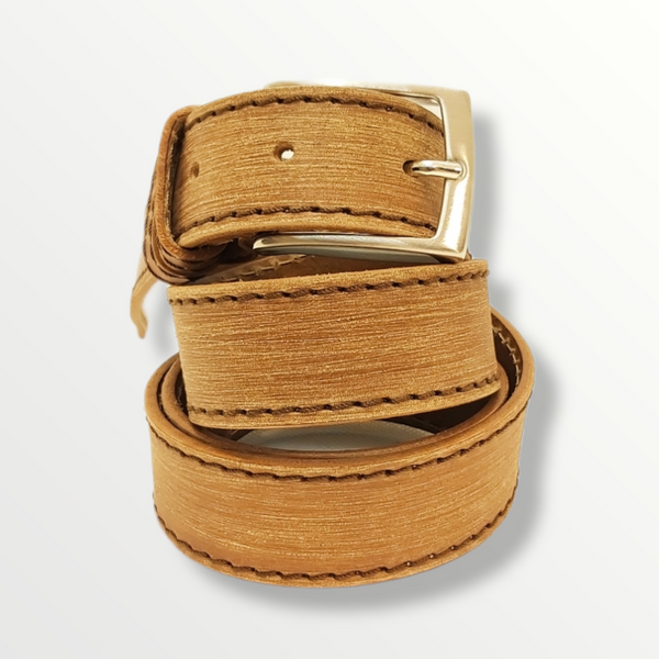Cintura in cuoio graffiato con cucitura sui bordi 030 - Sbarià 