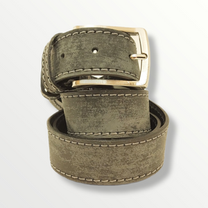 Cintura in cuoio graffiato con cucitura sui bordi 035 - Sbarià 