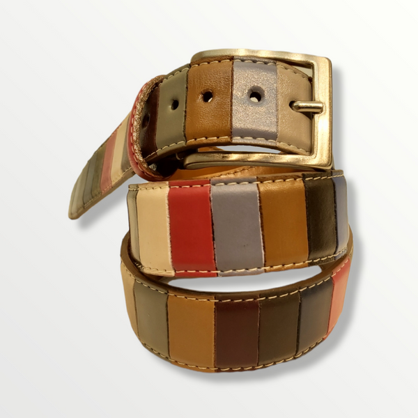 Cintura patchwork in vera pelle multicolor 035