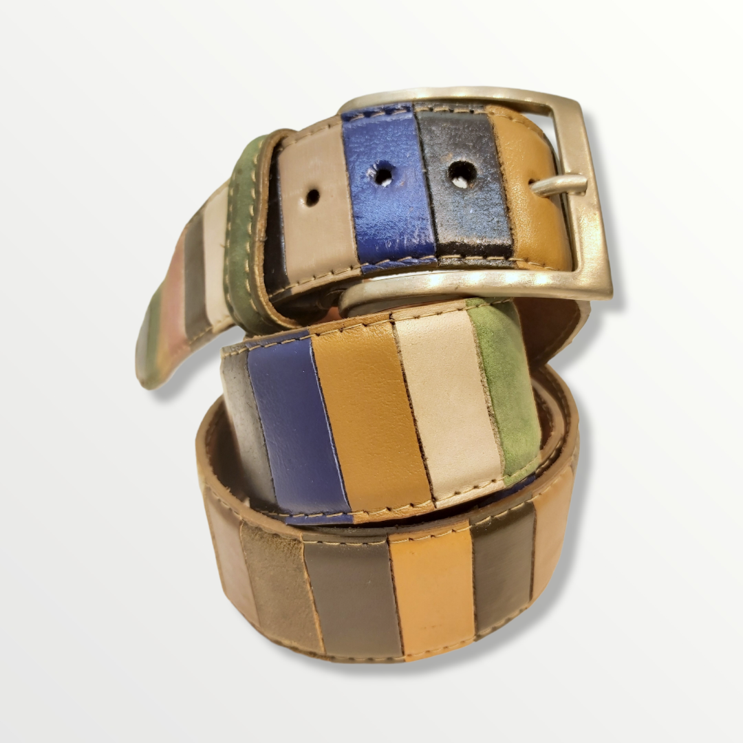 Cintura patchwork in vera pelle multicolor 040