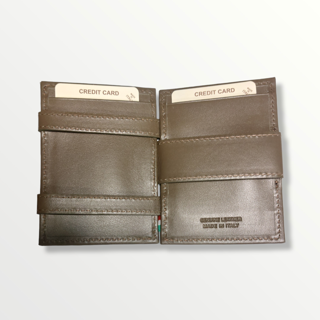 Portafoglio magico in vera pelle porta carte, porta monete e banconote con protezione anti-Rfid - Sbarià 