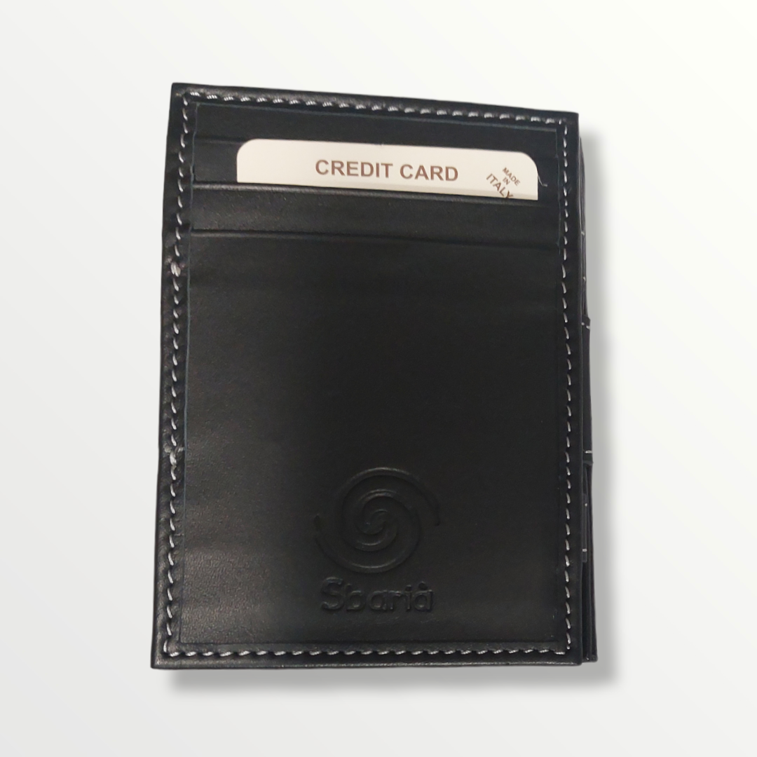 Portafoglio magico in vera pelle porta carte, porta monete e banconote con protezione anti-Rfid - Sbarià 