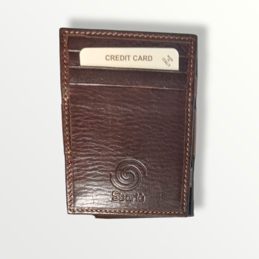 Portafoglio magico in vera pelle porta carte, porta monete e banconote con protezione anti-Rfid - Sbarià 