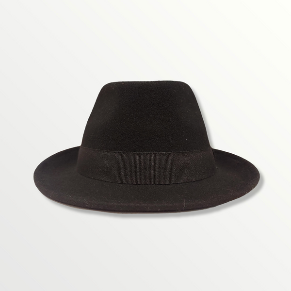 Cappello Trilby nero in feltro di lana "Waterproof and Crushable"