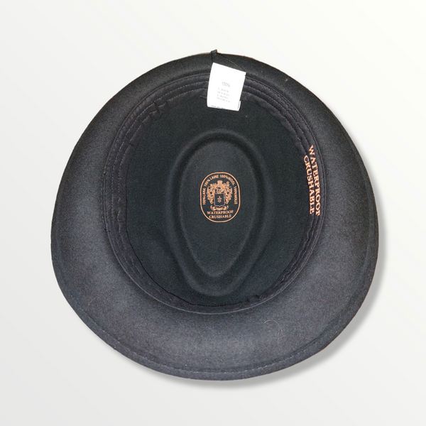 Cappello Trilby nero in feltro di lana "Waterproof and Crushable" - Sbarià 