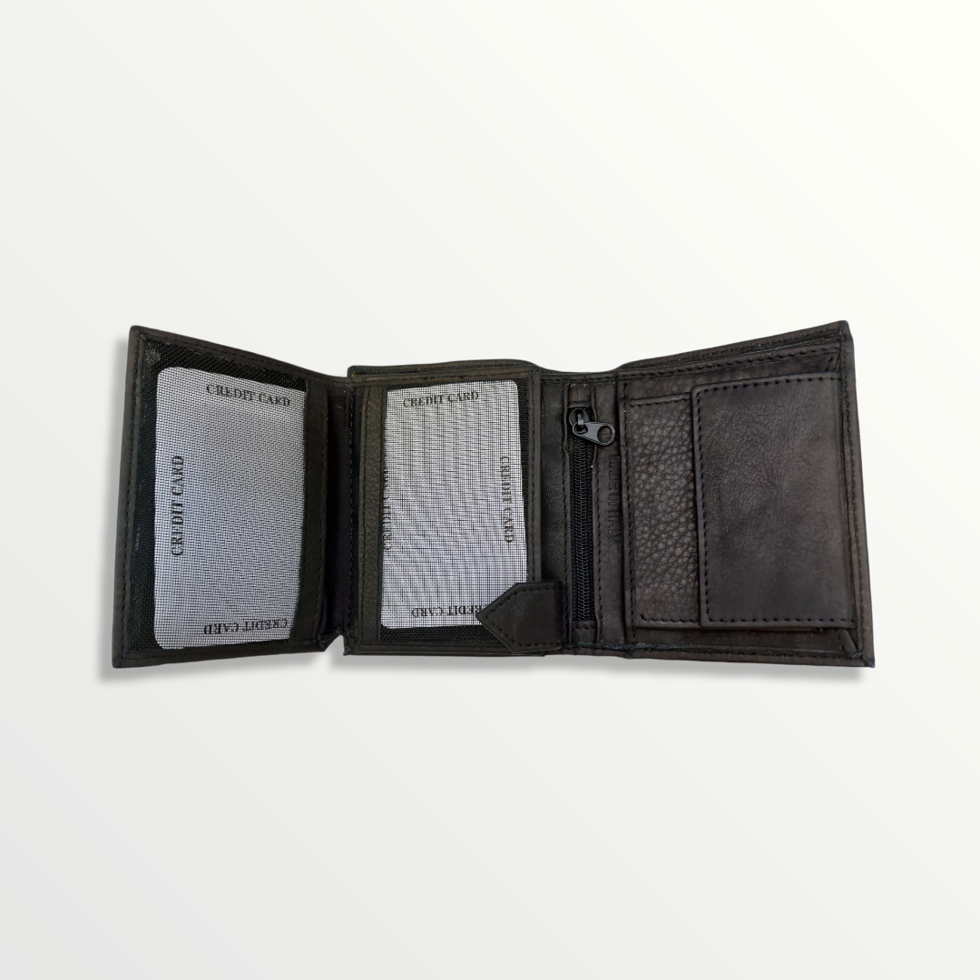 Portafoglio Compact in vera pelle con protezione anti-rfid - Sbarià 