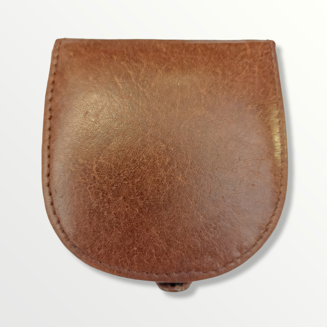 Portamonete In Vera Pelle LEAS – Marrone Cognac, Fatto A Mano, 2 Scomparti, 9x8 Cm – Edizione Speciale